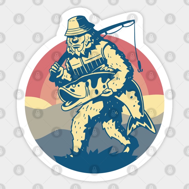 Fishing with Bigfoot: Reeling in the Fun Sticker by Life2LiveDesign